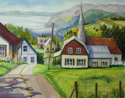 Coin de village, Éboulements - 14"x18" - VENDU
